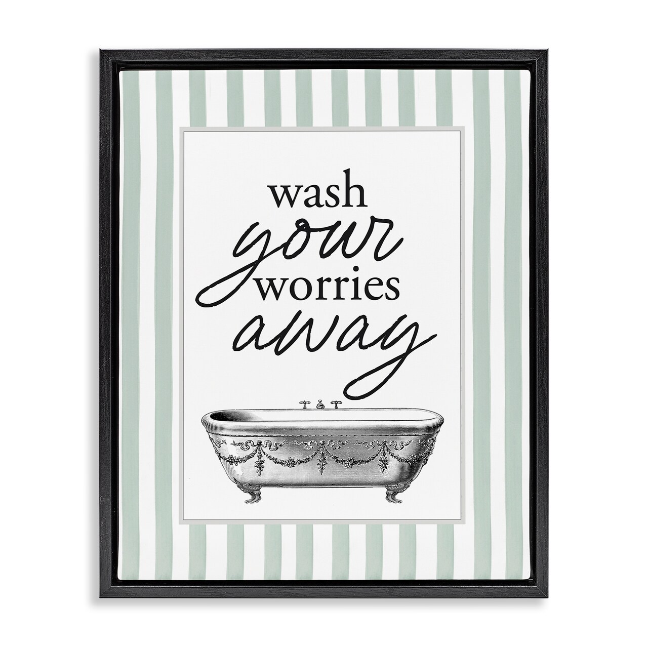 Stupell Industries Wash Worries Away Green Stripes Floating Frame, design by Lettered and Lined